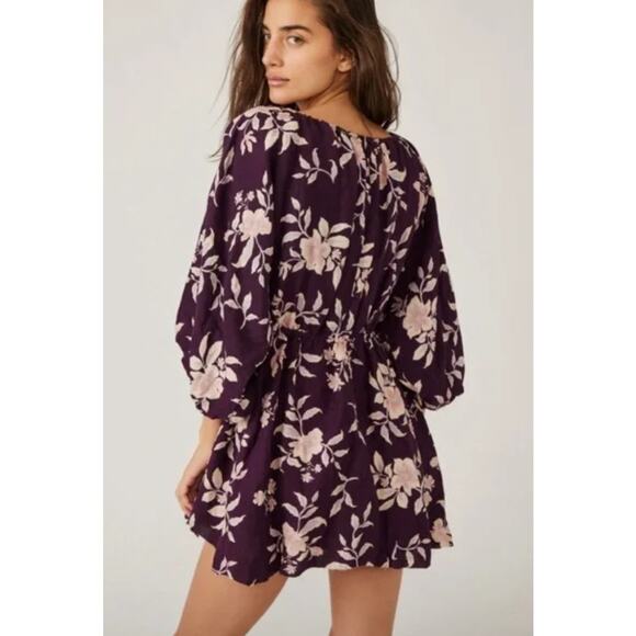 Free People PORTIA Floral Print Babydoll Balloon Sleeves Mini Dress Size XS $148 - Picture 5 of 14